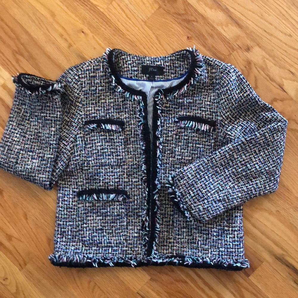 J Crew Multi-colored Lady Tweed Blazer size 8